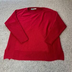 Chicos sweater womens Large petite 2p Red Ribbed Knit Crew Neck Tunic Top casual